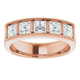 14K Rose 1 9/10 CTW Natural Diamond Milgrain Band